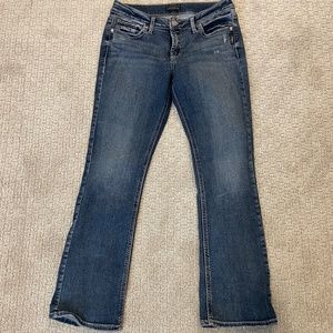 Silver Suki Slim Bootcut Jeans, 30x31, EUC, Button flap pockets